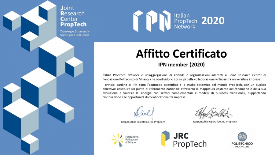 Affitto Certificato entra nel network IPN - Italian Proptech Network 2020